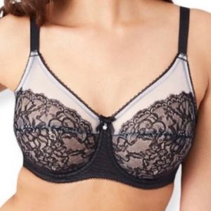 42D Wacoal “Retro Chic Underwire” Unlined Black Lace Bra